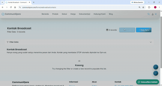 Pantau pengiriman WhatsApp Broadcast